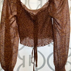 Brown Sheer Women's Top
